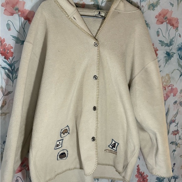 Vintage Polar Fleece Cream Teddy Jacket with NL and L Embroidery - Picture 3 of 10